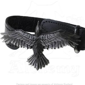 Raven Adjustable leather Strap Bracelet Unisex Alchemy Gothic UK unisex
